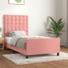 Estructura de cama sin colchón terciopelo rosa 90x190 cm