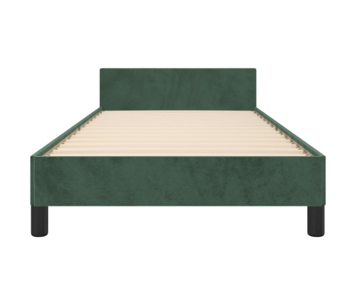 vidaXL Estructura cama con cabecero terciopelo verde oscuro 90x200 cm