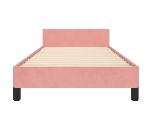 vidaXL Estructura de cama con cabecero de terciopelo rosa 90x200 cm