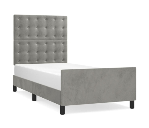 Estructura de cama sin colchón terciopelo gris claro 100x200 cm