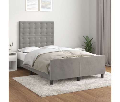 Estructura de cama sin colchón terciopelo gris claro 120x200 cm