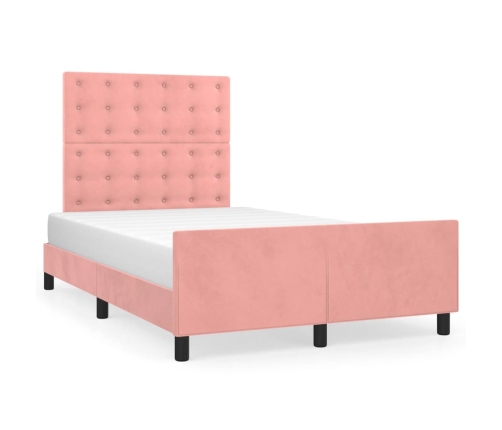 vidaXL Estructura de cama con cabecero de terciopelo rosa 120x200 cm