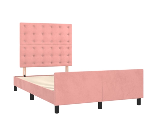 vidaXL Estructura de cama con cabecero de terciopelo rosa 120x200 cm