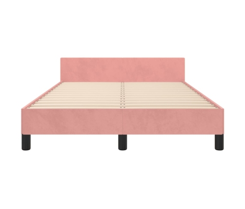 vidaXL Estructura de cama con cabecero de terciopelo rosa 120x200 cm