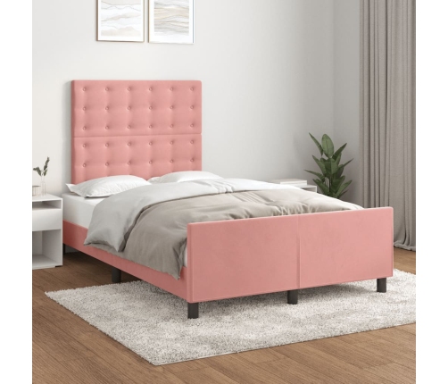 vidaXL Estructura de cama con cabecero de terciopelo rosa 120x200 cm