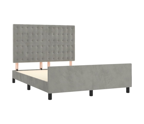 Estructura de cama sin colchón terciopelo gris claro 140x190 cm