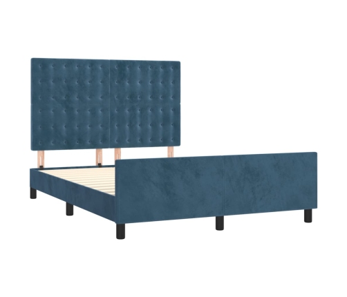 Estructura de cama sin colchón terciopelo azul oscuro 140x190cm