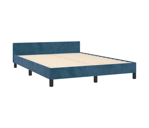 Estructura de cama sin colchón terciopelo azul oscuro 140x190cm