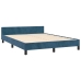 Estructura de cama sin colchón terciopelo azul oscuro 140x190cm