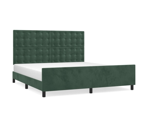 Estructura cama con cabecero terciopelo verde oscuro 160x200 cm