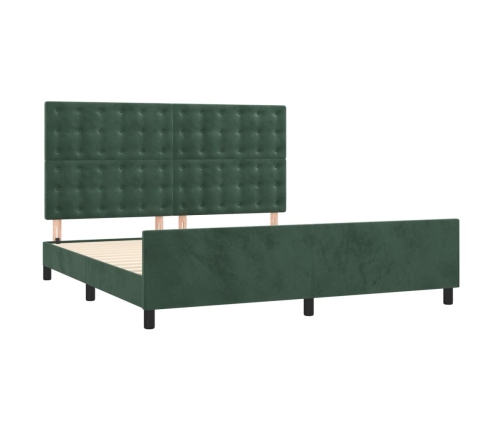 Estructura cama con cabecero terciopelo verde oscuro 160x200 cm