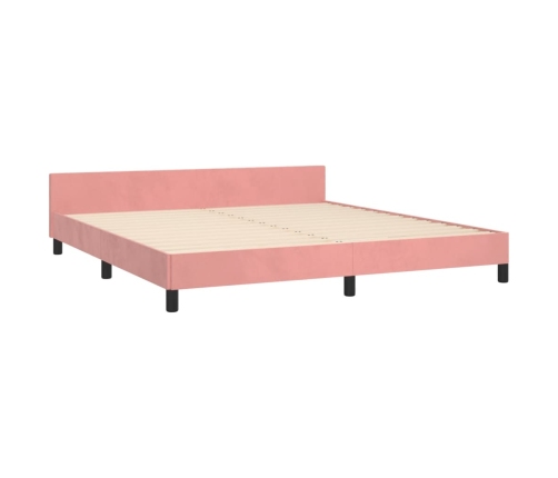 Estructura de cama sin colchón terciopelo rosa 160x200 cm