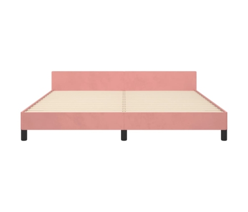 vidaXL Estructura de cama con cabecero de terciopelo rosa 160x200 cm