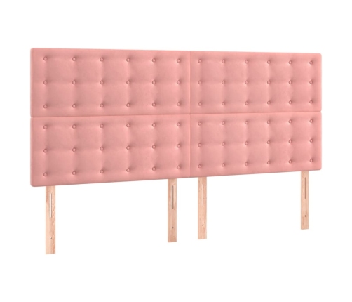 vidaXL Estructura de cama con cabecero de terciopelo rosa 160x200 cm