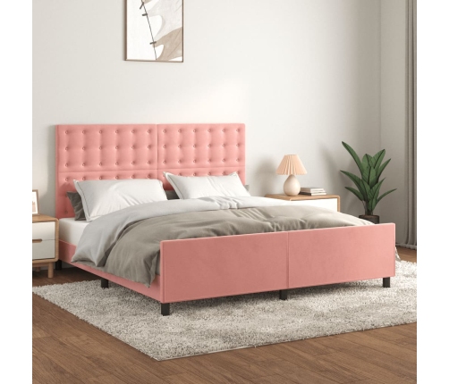 Estructura de cama sin colchón terciopelo rosa 160x200 cm