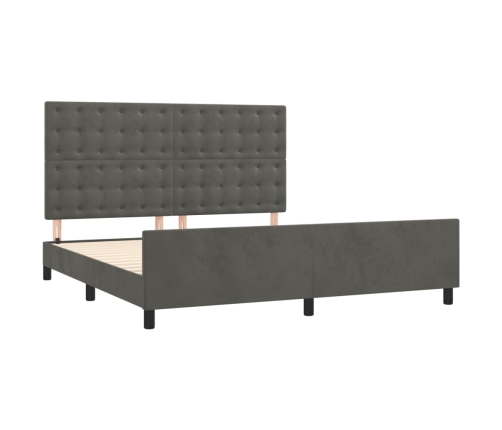 Estructura cama con cabecero terciopelo gris oscuro 180x200 cm