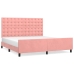 Estructura de cama con cabecero de terciopelo rosa 180x200 cm