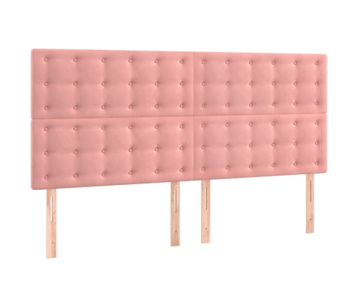 Estructura de cama con cabecero de terciopelo rosa 180x200 cm