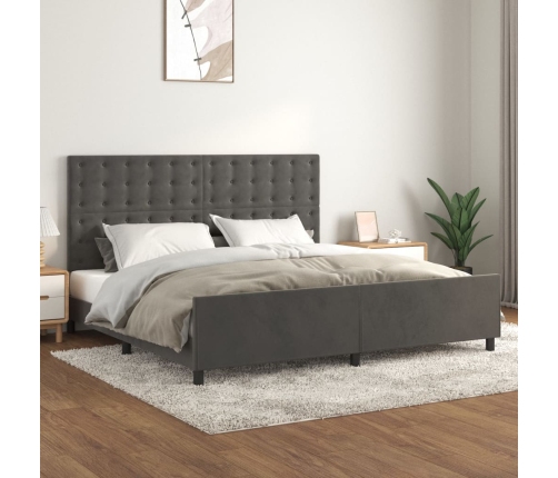 Estructura cama sin colchón terciopelo gris oscuro 200x200 cm