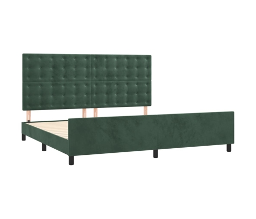 Estructura cama sin colchón terciopelo verde oscuro 200x200 cm