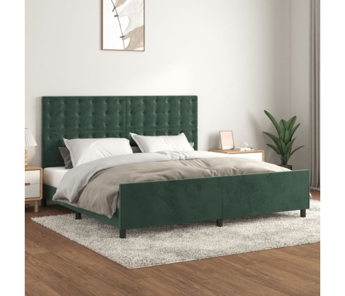 Estructura cama sin colchón terciopelo verde oscuro 200x200 cm