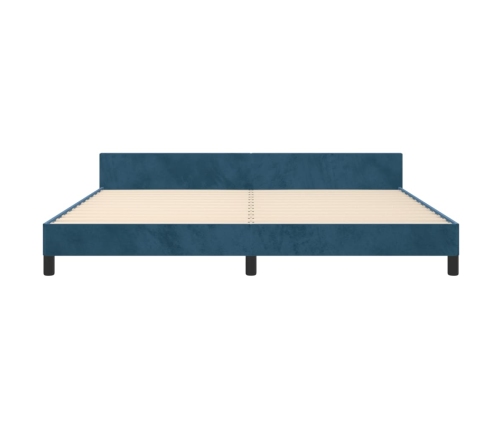 Estructura cama sin colchón terciopelo azul oscuro 200x200 cm