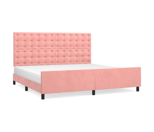 Estructura cama sin colchón terciopelo rosa 200x200 cm