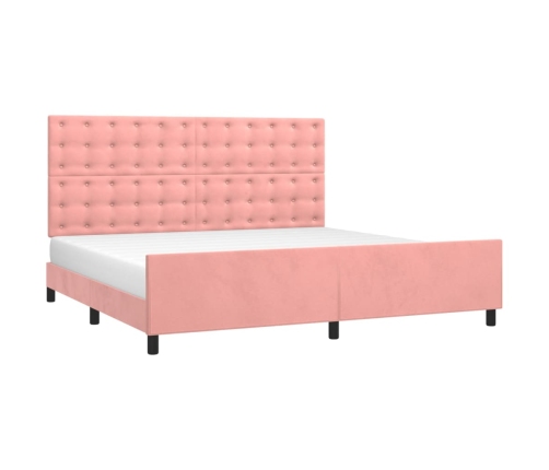 Estructura cama sin colchón terciopelo rosa 200x200 cm