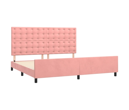 Estructura cama sin colchón terciopelo rosa 200x200 cm