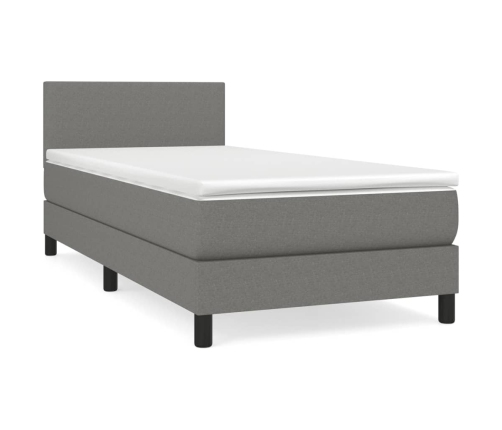 Cama box spring con colchón tela gris oscuro 90x200 cm