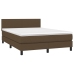 Cama box spring con colchón tela marrón oscuro 140x190 cm