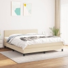 Cama box spring con colchón tela color crema 160x200 cm