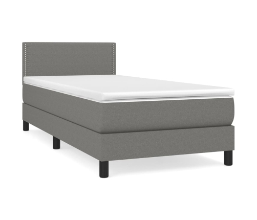 Cama box spring con colchón tela gris oscuro 90x190 cm