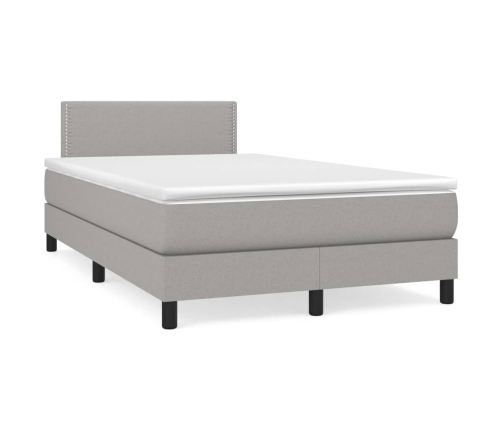 Cama box spring con colchón tela gris claro 120x200 cm