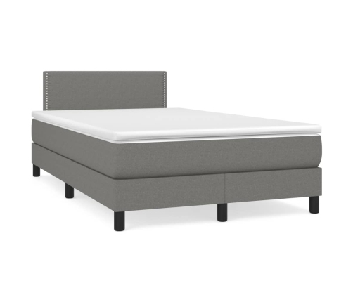 Cama box spring con colchón tela gris oscuro 120x200 cm