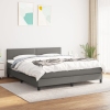 Cama box spring con colchón tela gris oscuro 160x200 cm