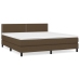 Cama box spring con colchón tela marrón oscuro 160x200 cm