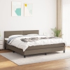 Cama box spring con colchón tela gris taupe 160x200 cm