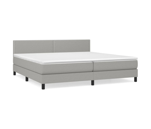 Cama box spring con colchón tela gris claro 200x200 cm