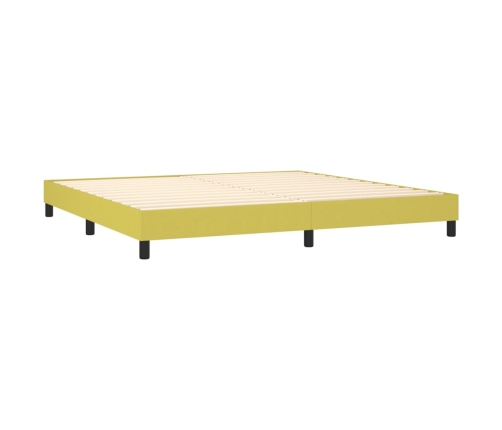 Cama box spring con colchón tela verde 200x200 cm