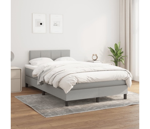 Cama box spring con colchón tela gris claro 120x200 cm