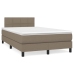 Cama box spring con colchón tela gris taupe 120x200 cm