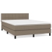 Cama box spring con colchón tela gris taupe 140x190 cm