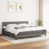 Cama box spring con colchón tela gris oscuro 180x200 cm