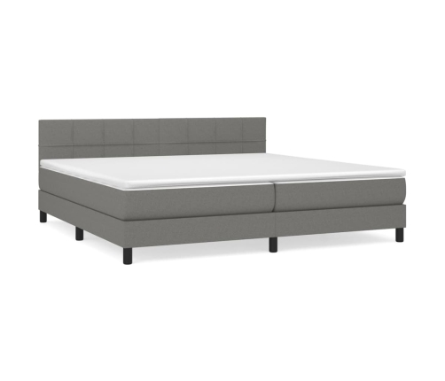 Cama box spring con colchón tela gris oscuro 200x200 cm