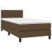 Cama box spring con colchón tela marrón oscuro 100x200 cm