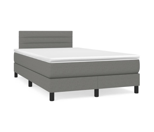 vidaXL Cama box spring con colchón tela gris oscuro 120x200 cm