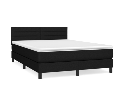 Cama box spring con colchón tela negro 140x190 cm