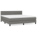 Cama box spring con colchón tela gris oscuro 180x200 cm
