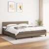 Cama box spring con colchón tela gris taupe 200x200 cm